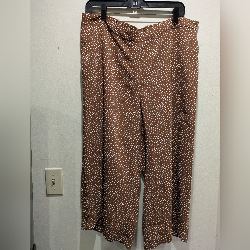 J. Jill Brown and White Wide Leg Pants size XL Petite - Picture 2 of 7